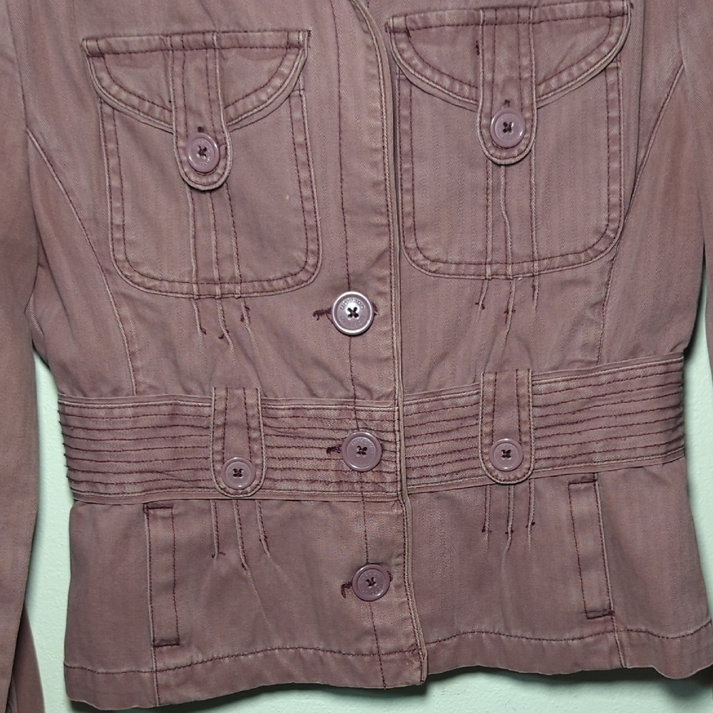 Mossimo Utility Jacket Dusty Pink Y2K 100% Cotton Pockets Short Women's Size S - Picture 4 of 9